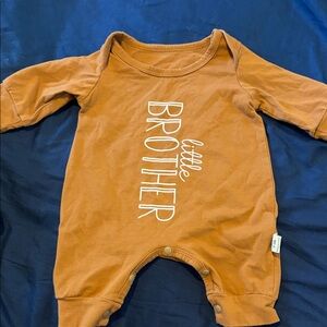 SHEIN Rust Orange 'little BROTHER' Baby Long-Sleeve Romper